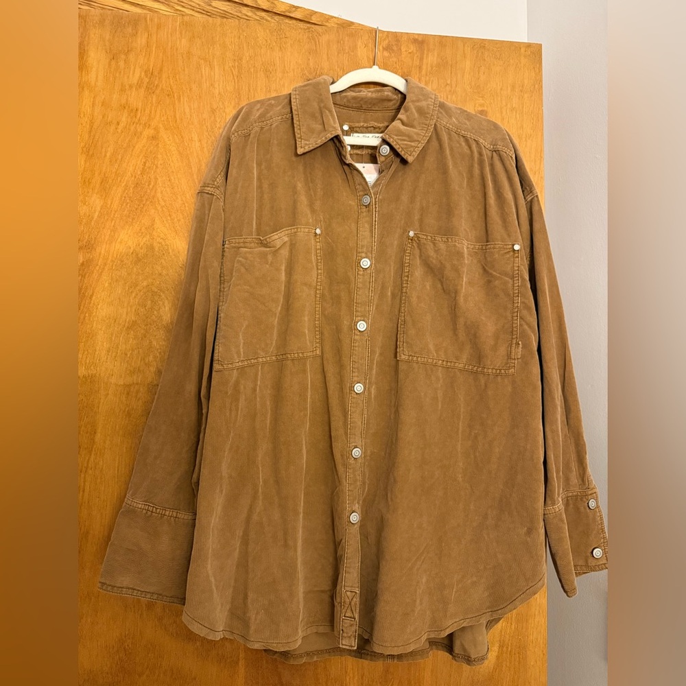 Free People Tan Corduroy Shirt